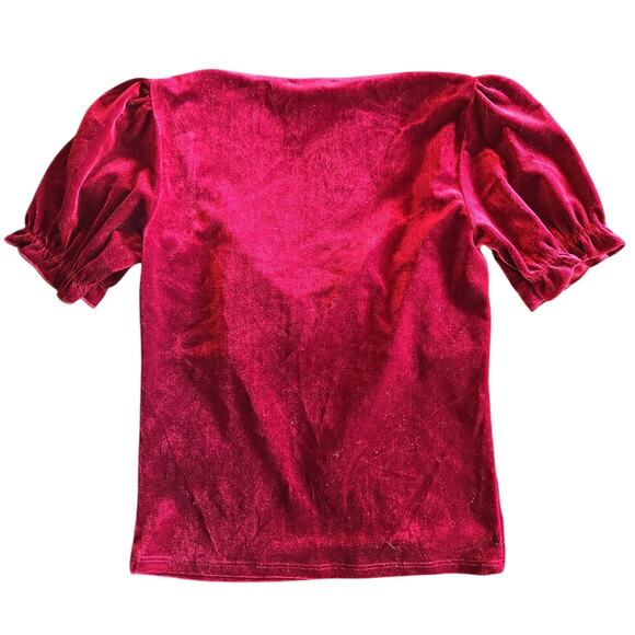 Forever 21 | Red Velvet Top with Sweatheart Neckline | Size Small - Picture 4 of 4